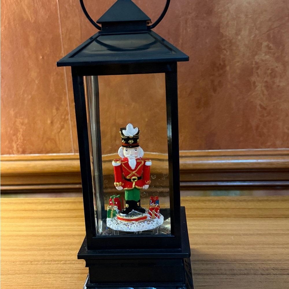 Merry Moments 11" Nutcracker Snow Globe  Lighted Glitter Water Lantern